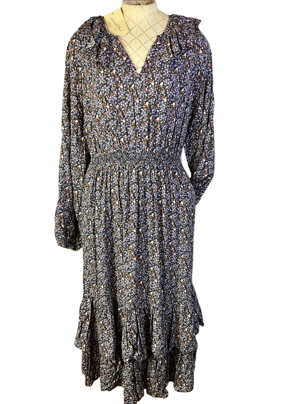 Universal Threads Boho Floral Long Sleeve Maxi Dress With Pockets Size Small